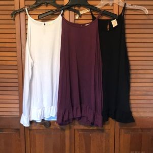 Set of three spaghetti strap long tank top